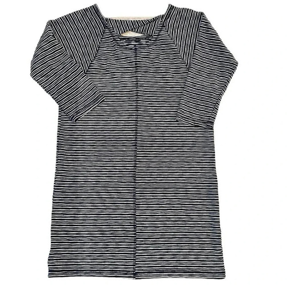 Talbots Women’s Striped Mini Shift Dress Size Small Navy Blue White Slub Knit - Picture 2 of 8